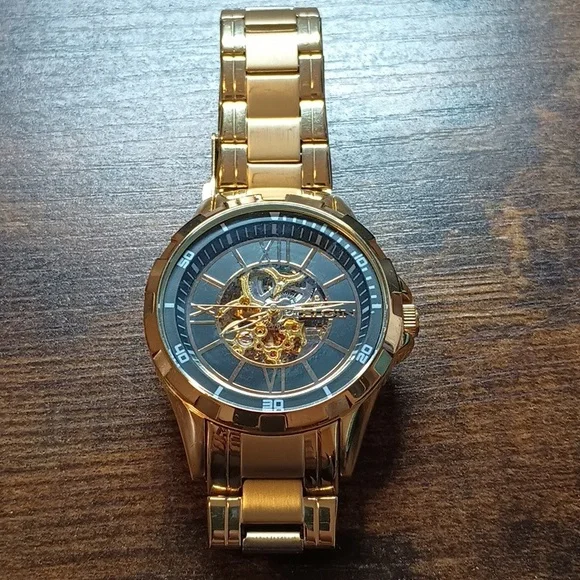 Johnstons of Elgin Accessories Elgin Mens Gold Plated Skeleton